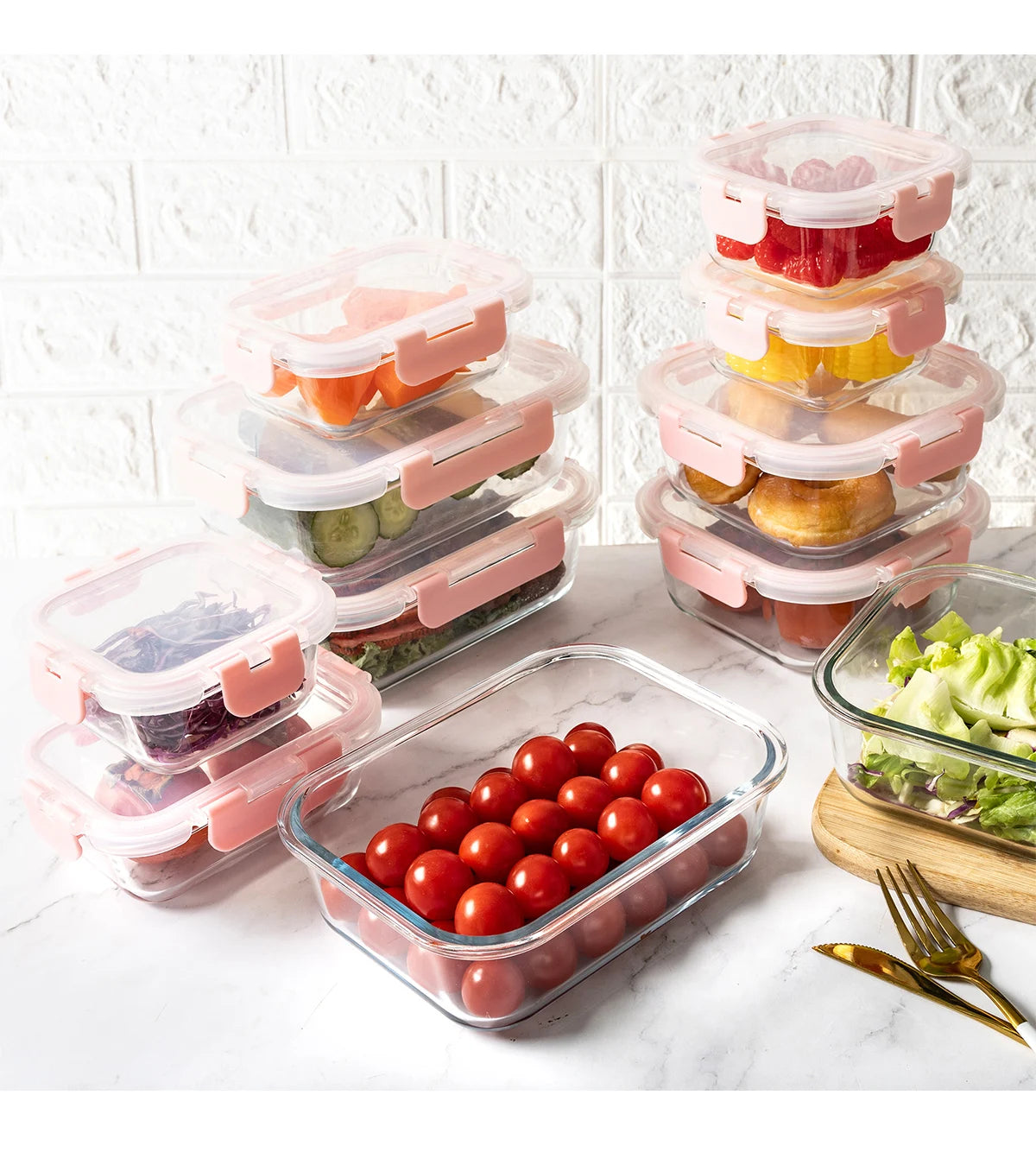16 Piece Glass Food Storage Containers Leakproof Airtight