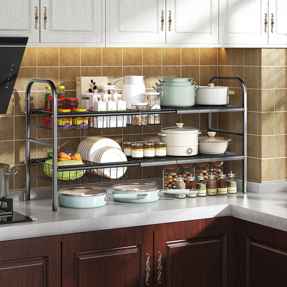 1 Set Kitchen Under Sink Organizers Expandable Cabinet Shelf