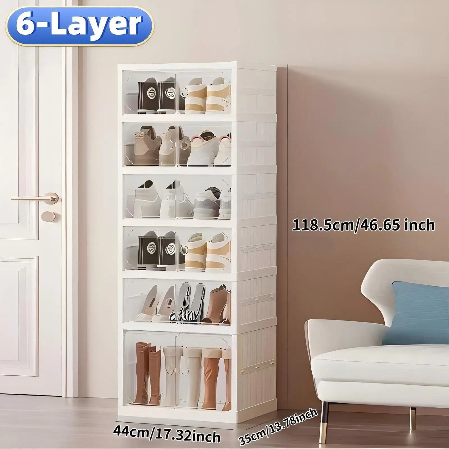Widening Shoe Cabinet Transparent Heightening Shoes Box 12-grid