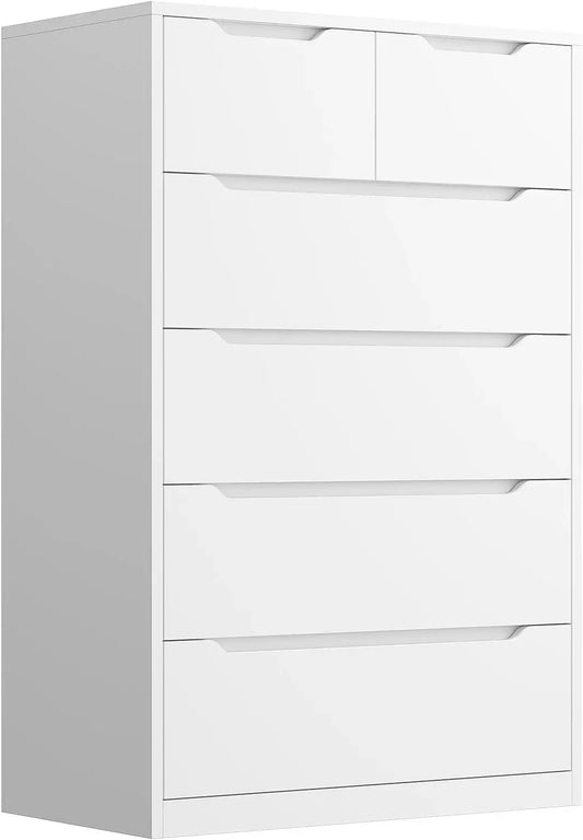Dresser for Bedroom, White Dresser with 6 Large Drawers