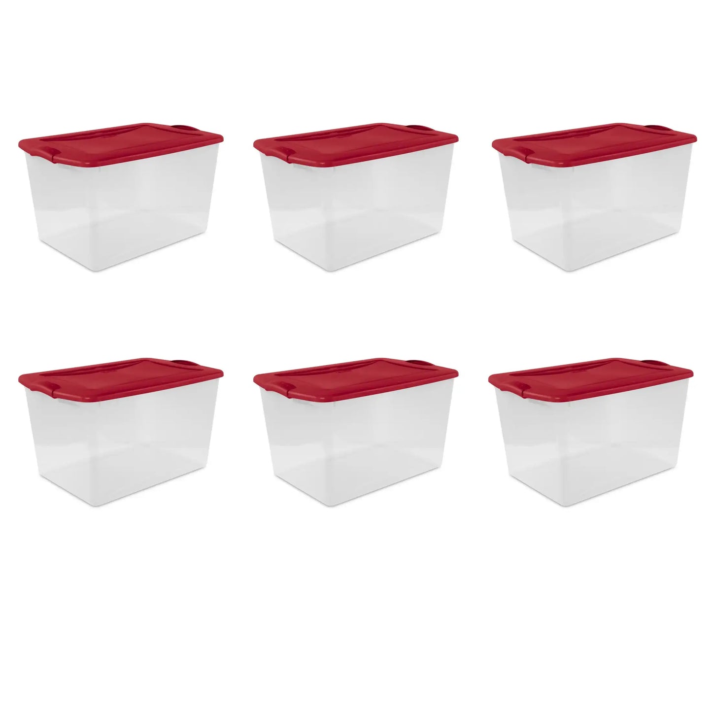 (4 pack) Sterilite Large Storage Bin, 66 Quart Clear Plastic Storage Container with Latch Lid, Blue