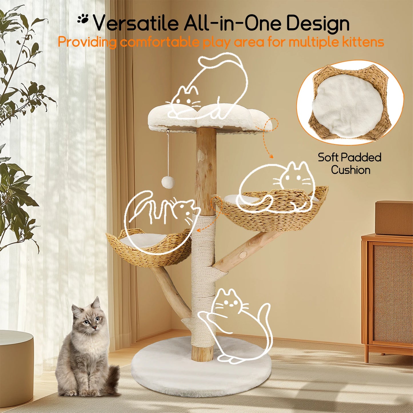 Bingopaw Cat Tree Tower Condo Scratching Post for Kittens