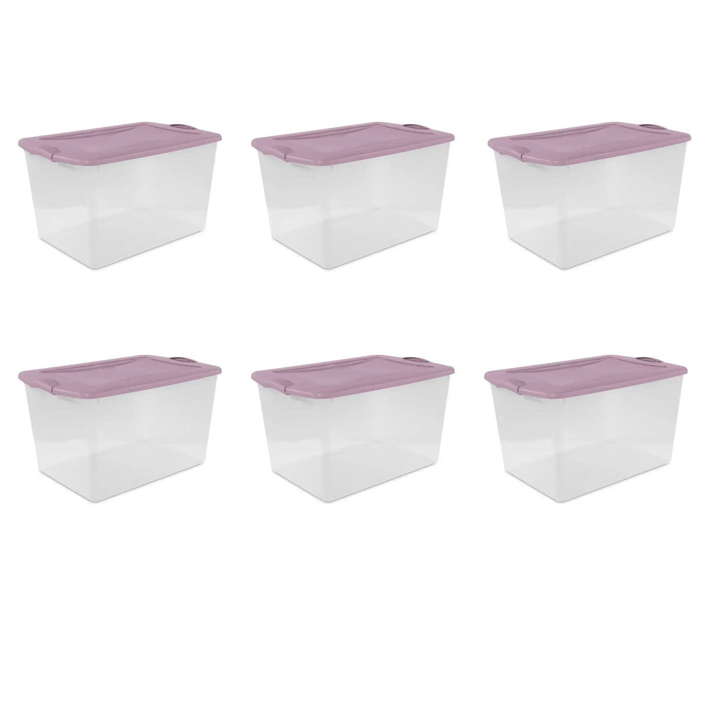 (4 pack) Sterilite Large Storage Bin, 66 Quart Clear Plastic Storage Container with Latch Lid, Blue