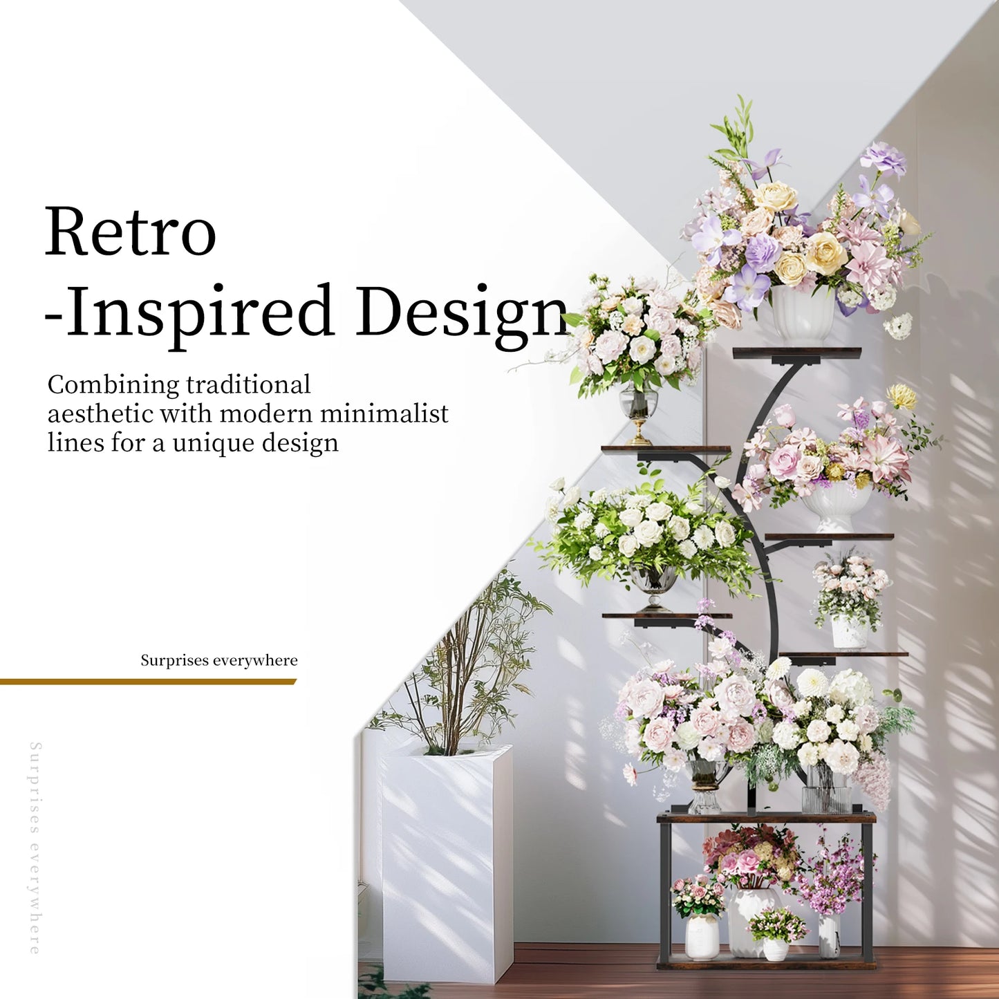 Industrial Style Multilayer Plant Stand Tree Shaped Display