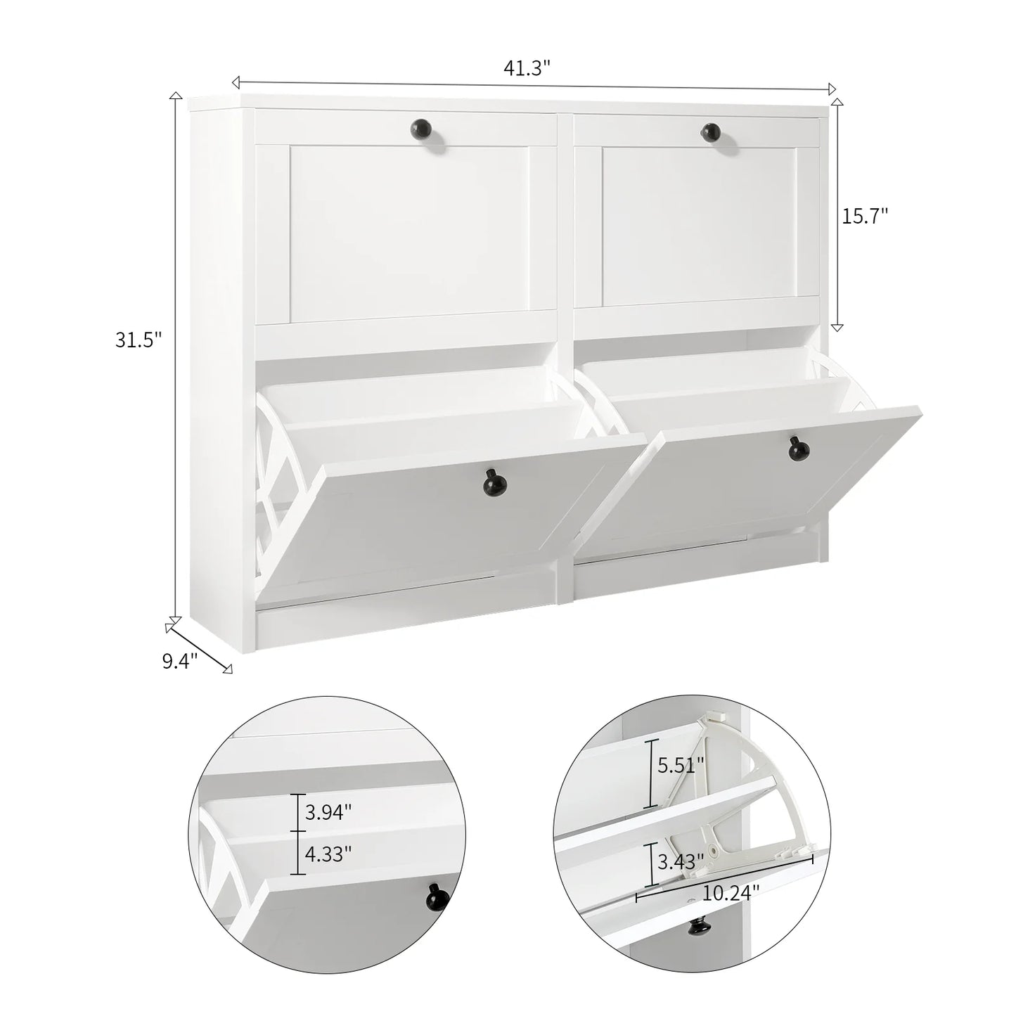 Shoe Cabinet Flip Drawers Freestanding Adjustable Shelf