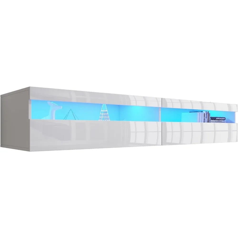 Floating TV Stand with Led Lights, 71 Inch Wall Mounted Shelf