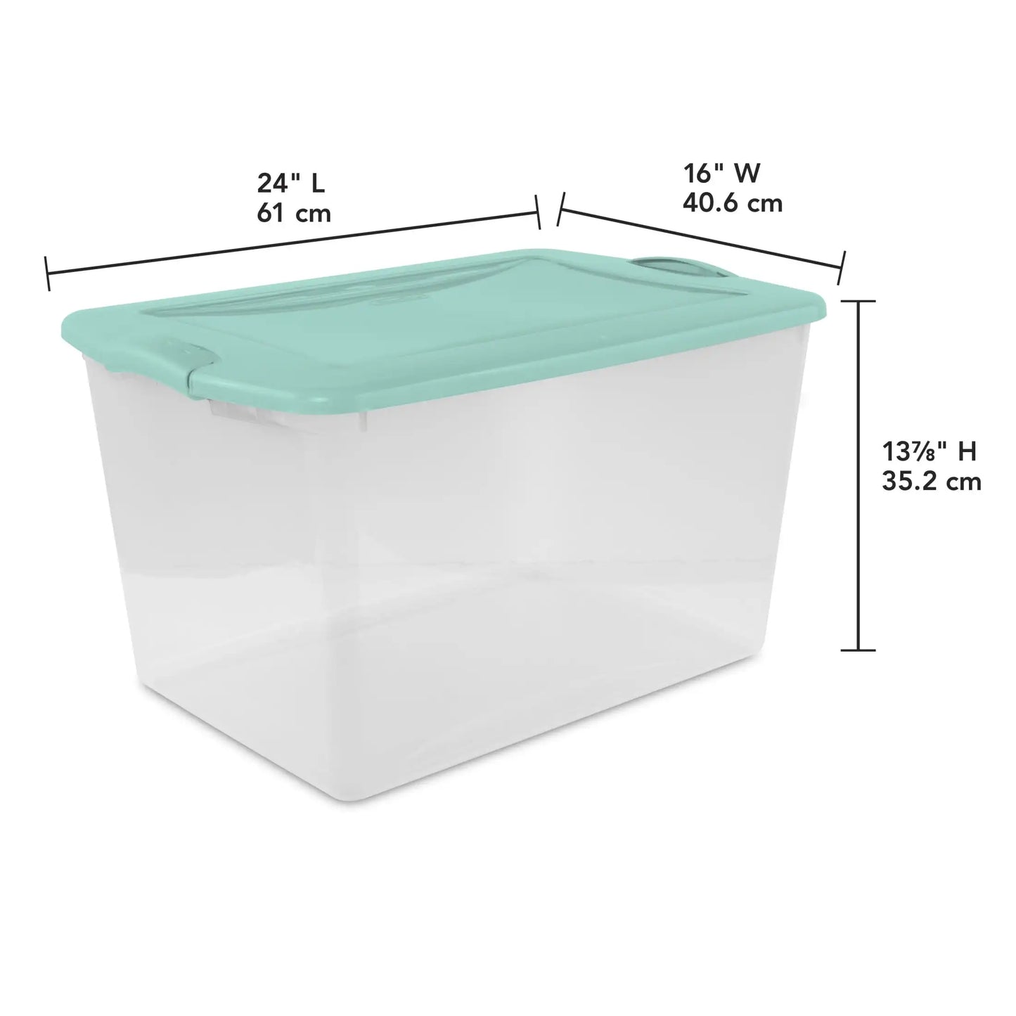 (4 pack) Sterilite Large Storage Bin, 66 Quart Clear Plastic Storage Container with Latch Lid, Blue