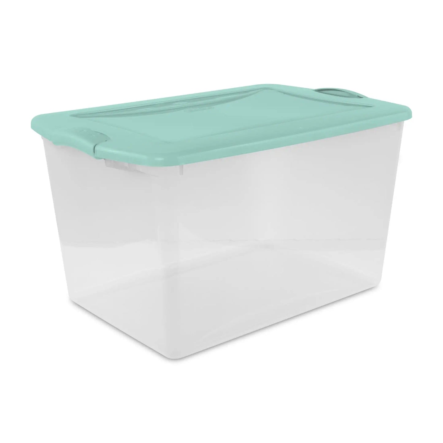 (4 pack) Sterilite Large Storage Bin, 66 Quart Clear Plastic Storage Container with Latch Lid, Blue