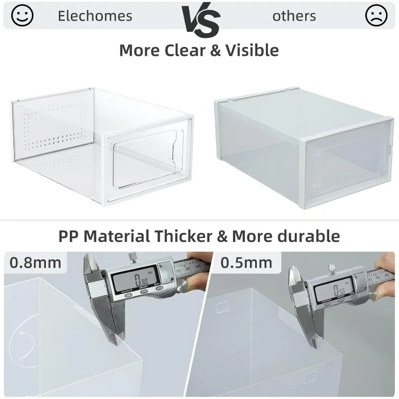 Shoe Boxes Clear Plastic Stackable 18 Pack Premium Shoe Organizer