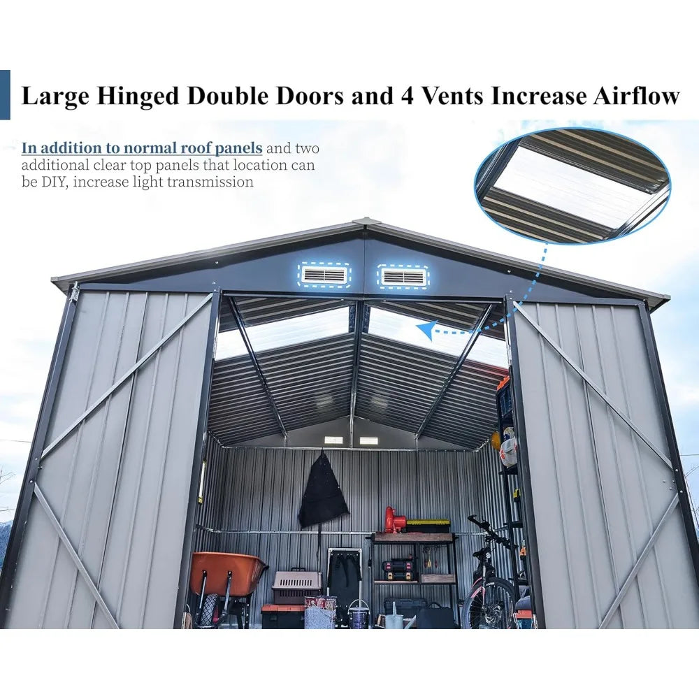 10x12x7.5 FT Outdoor Storage Shed with Double Doors and Vents