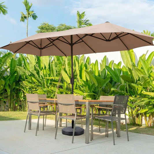 13Ft Large Patio Umbrella with Base Easy Crank for Poolside