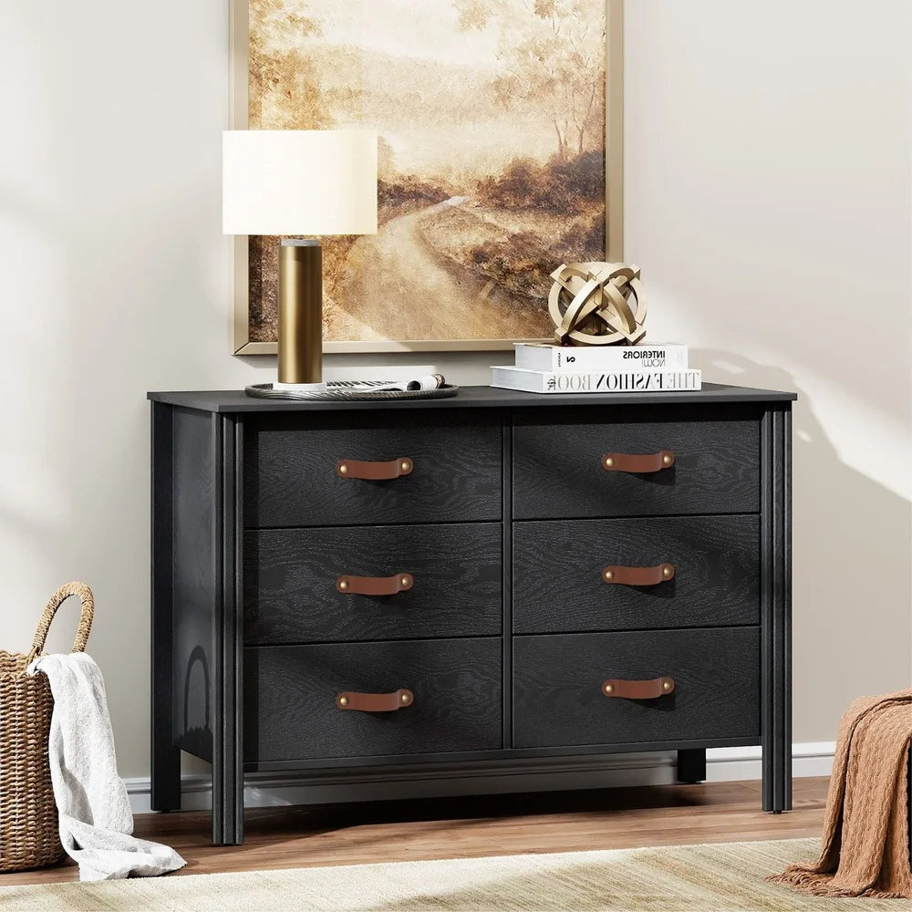 Modern 6 Drawer Dresser With Fabric Drawers Storage