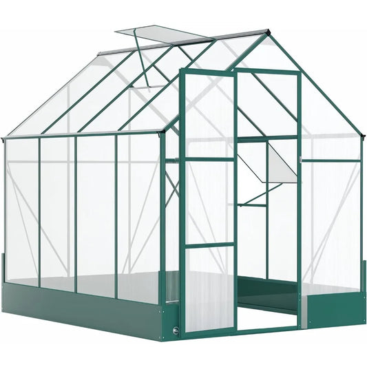 8x6 Outdoor Polycarbonate Greenhouse With Roof Vent Aluminum Walk In