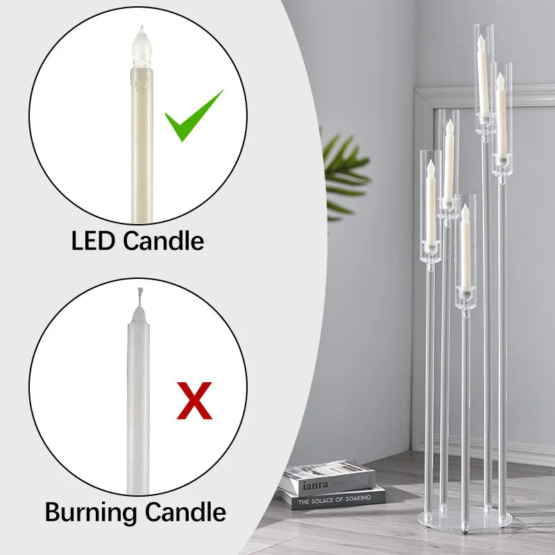 10 Pack Acrylic 5 Arm Floor Candelabra Wedding Centerpiece