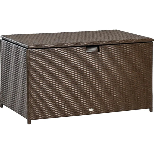 113 Gallon Rattan Deck Box Outdoor Storage Container For Cushions Waterproof Lid