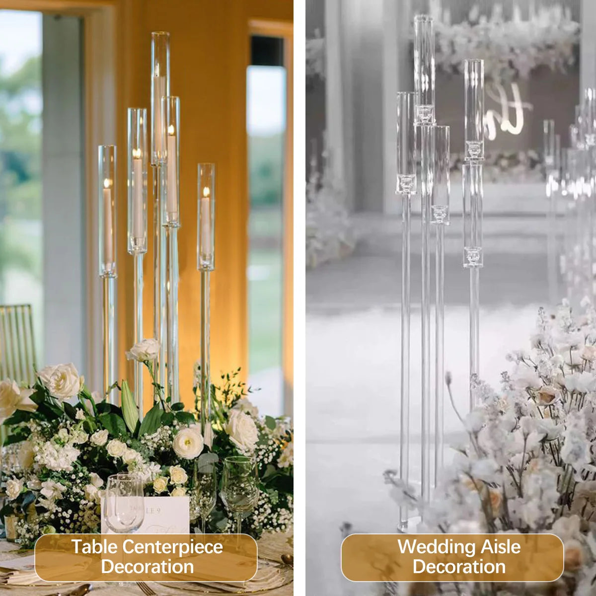 10 Pack Acrylic 5 Arm Floor Candelabra Wedding Centerpiece