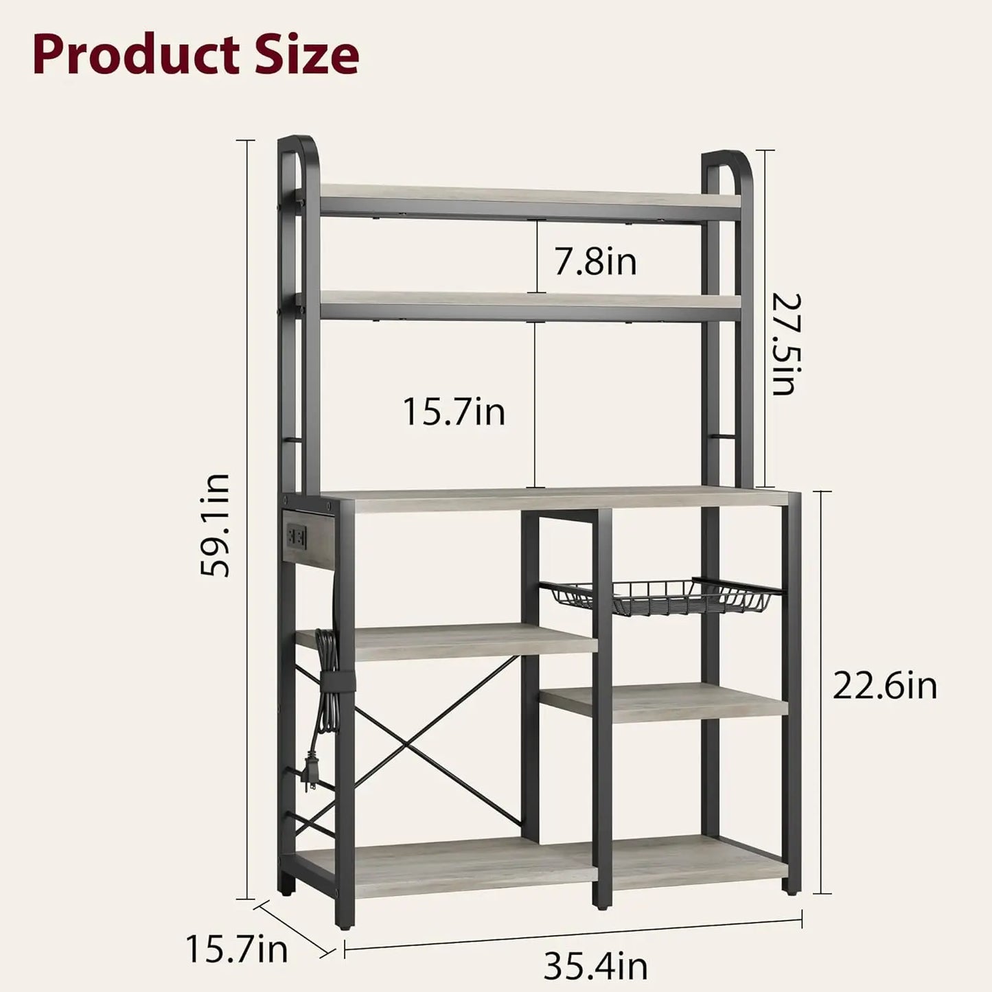 Bakers Rack with Power Outlet Kitchen Baker Rack Free