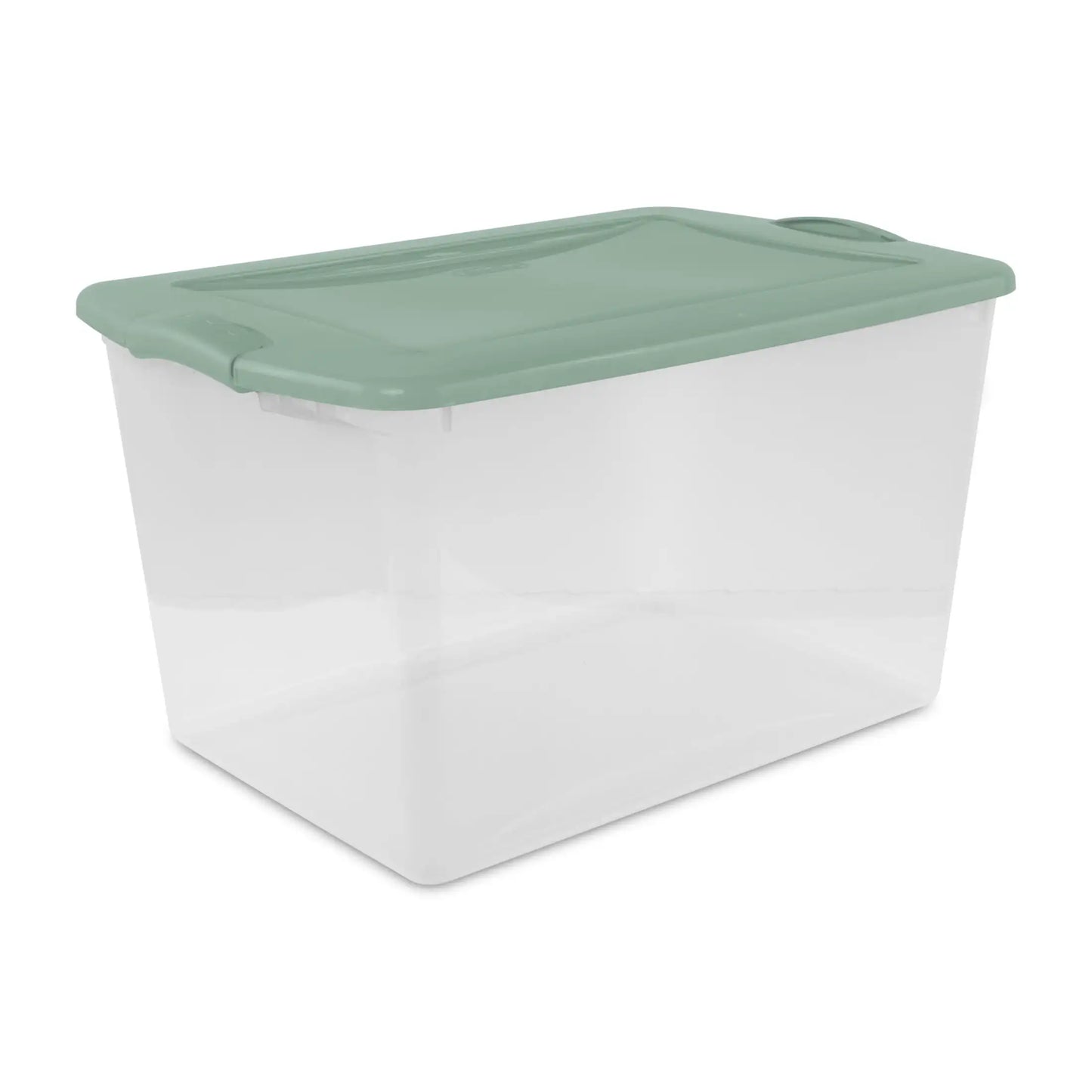 (4 pack) Sterilite Large Storage Bin, 66 Quart Clear Plastic Storage Container with Latch Lid, Blue