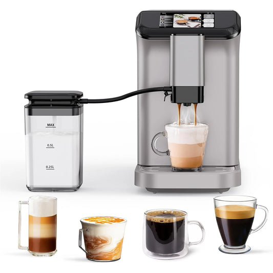 TFT Touch Screen Espresso Machine With Grinder Milk Frother
