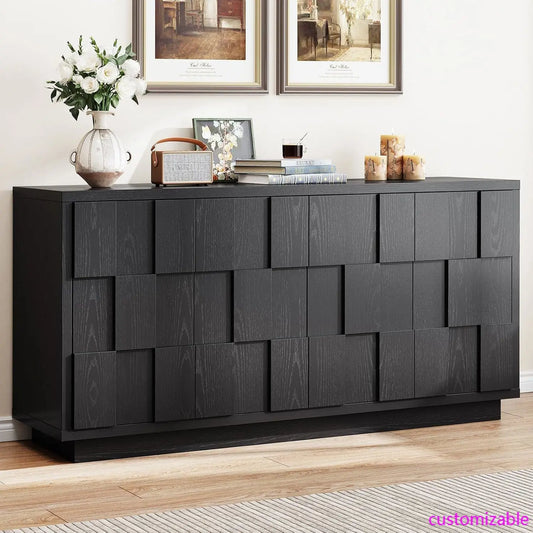 60 Inch Mid Century Farmhouse Sideboard Cabinet With Storage