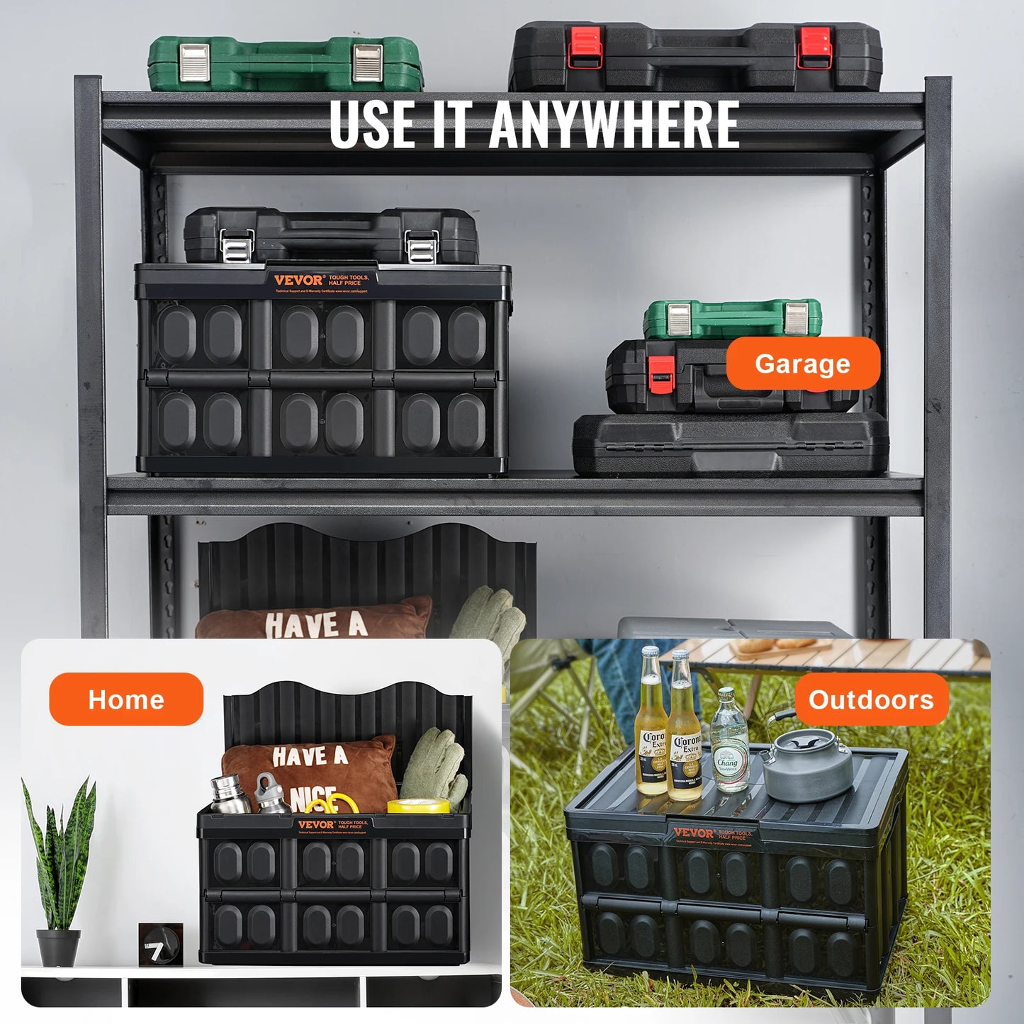 SucceBuy 45L 65L Collapsible Storage Bins With Lids