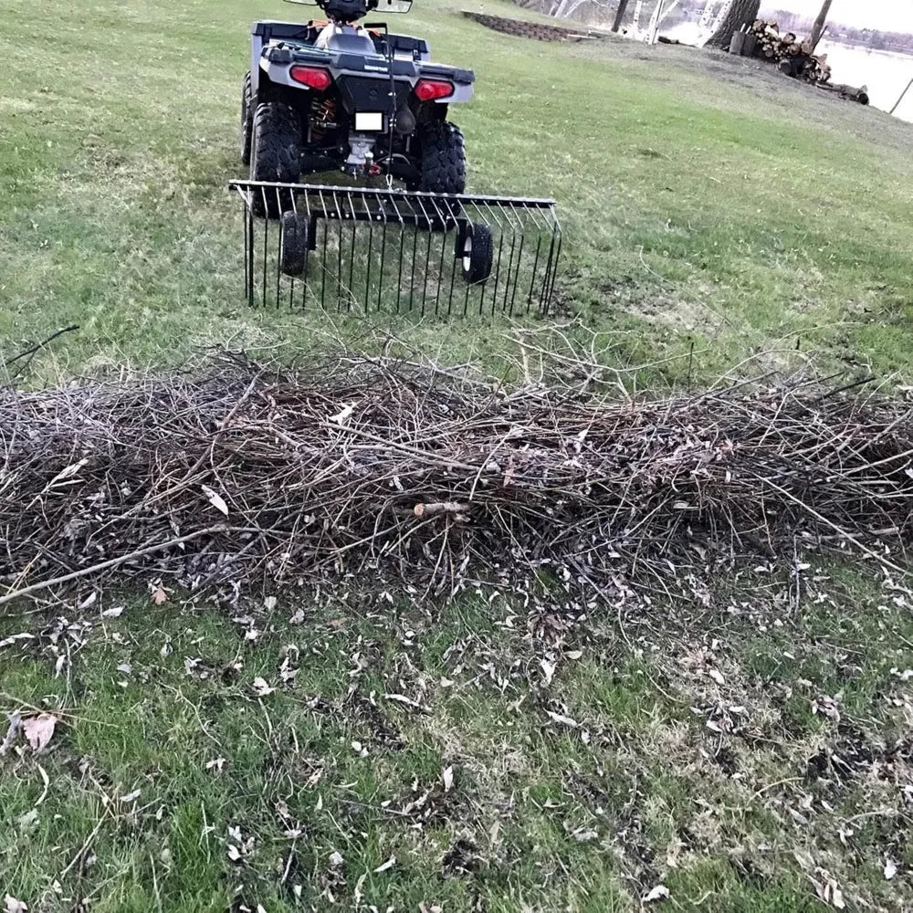 Yard Tuff Pine Straw Rake Heavy Duty Steel Sweeper 60 Inch