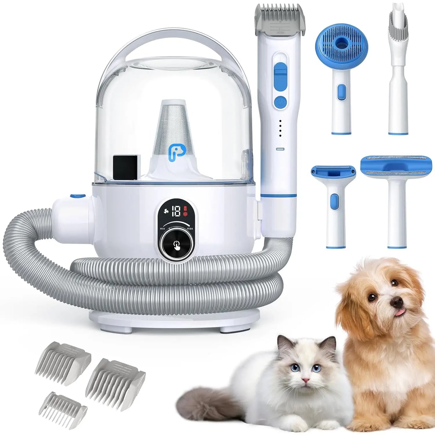 Pet Grooming Vacuum Kit 5 In 1 Dust Cup For Shedding Dogs