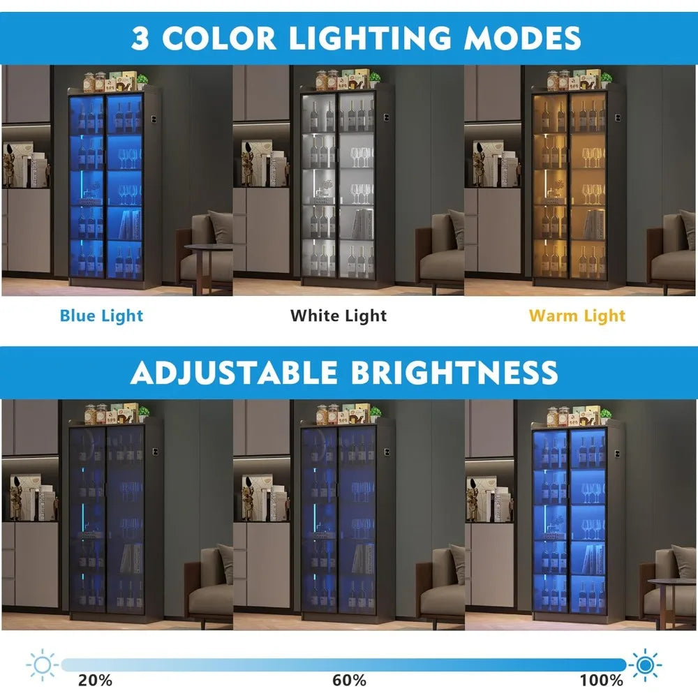 Tall Storage Cabinet up to 70 Inch with Dimmable LED Lights
