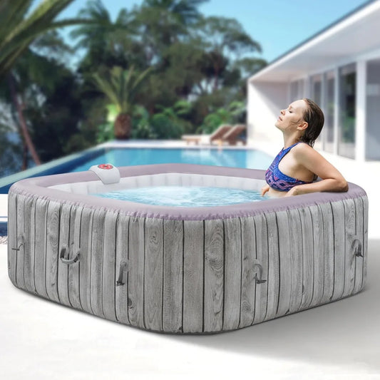 73 Inch Square Inflatable Hot Tub for 4-6 People Outdoors
