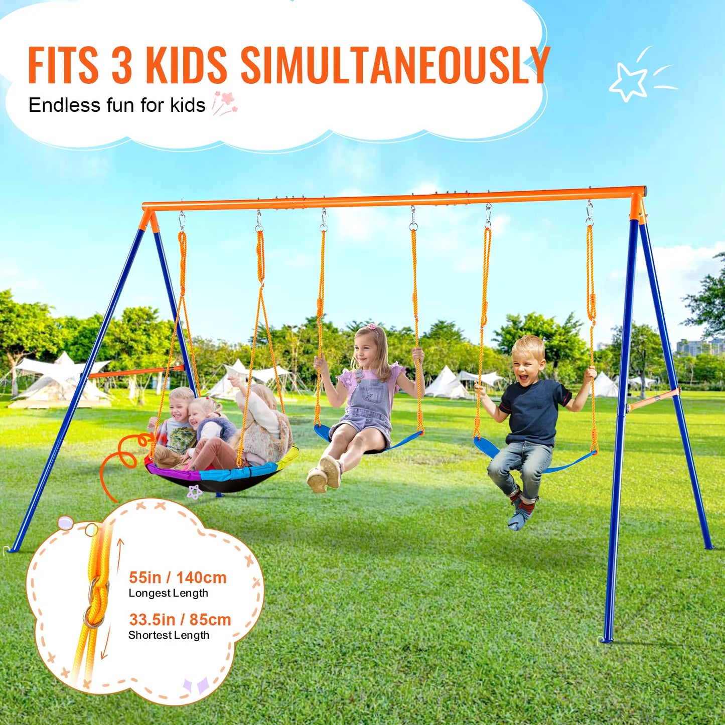 VEVOR Swing Sets for Backyard 600lbs Capacity Swingset