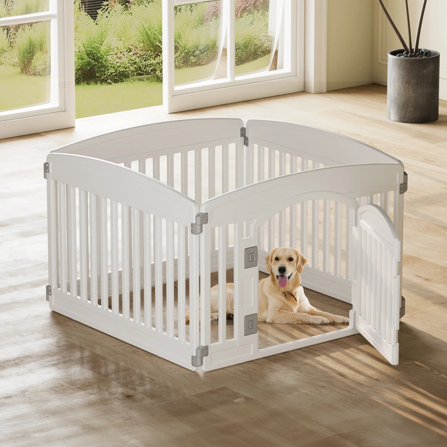 JHK Plastic Dog Playpen 6 Panel 24 Inch Expandable Fence