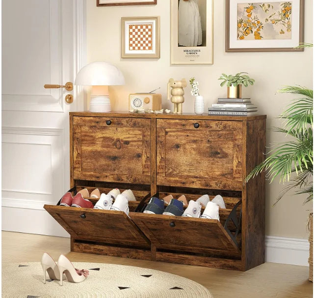 Shoe Cabinet Flip Drawers Freestanding Adjustable Shelf