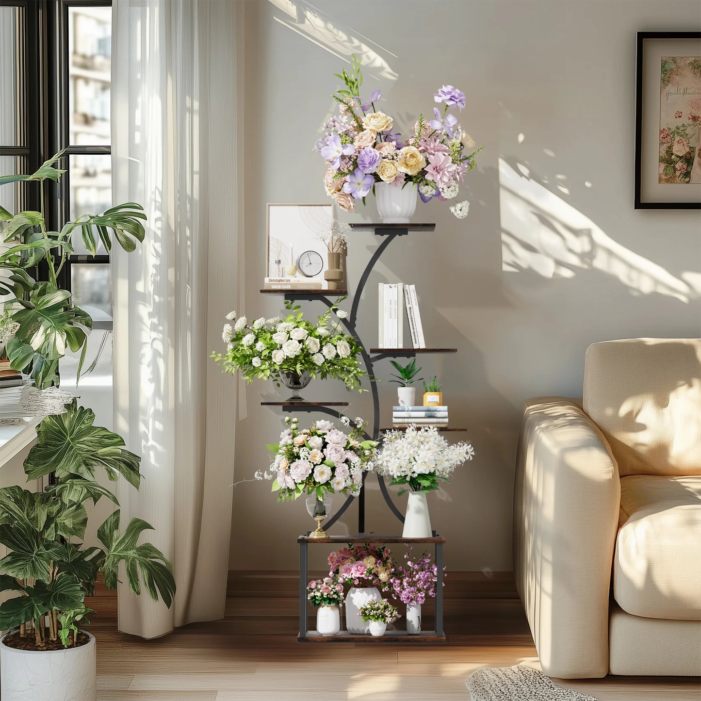 Industrial Style Multilayer Plant Stand Tree Shaped Display