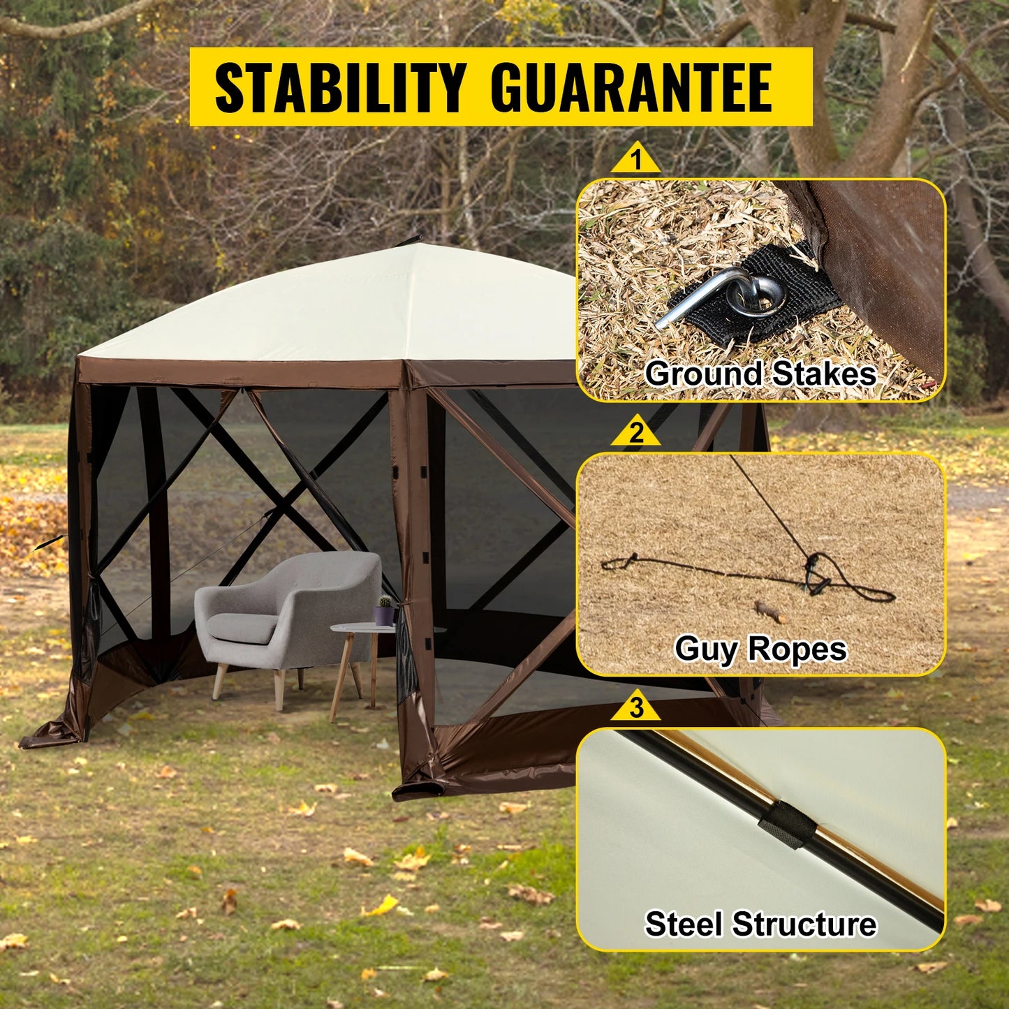 SucceBuy Pop Up Camping Gazebo 12x12 10x10 Sun Shade Tent