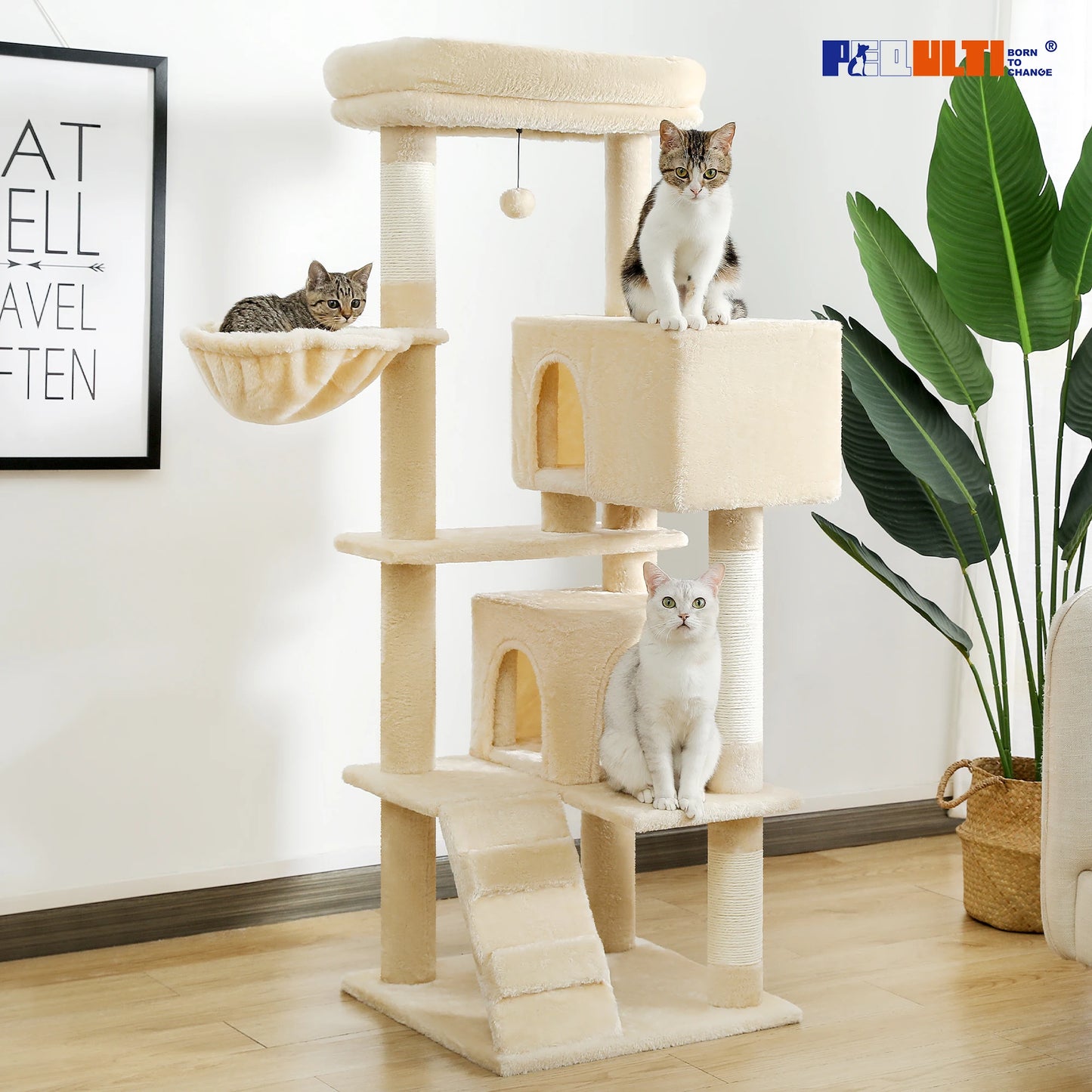 Luxury Cat Tree Multi Level Tower With Condo And Perches