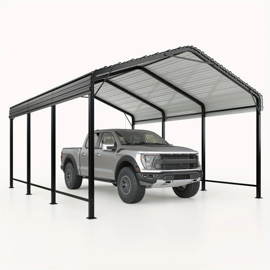 Polar Aurora 10x15 Ft Metal Carport With Enhanced Base Shelter For Pickup