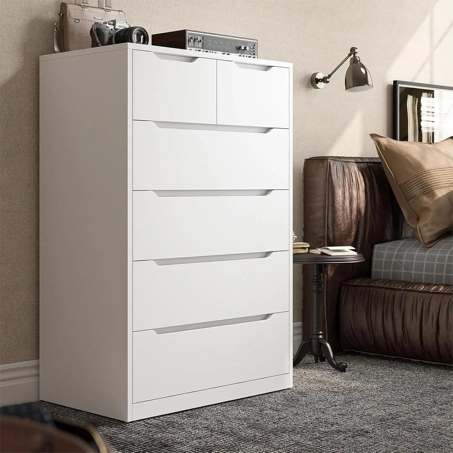 Dresser for Bedroom, White Dresser with 6 Large Drawers