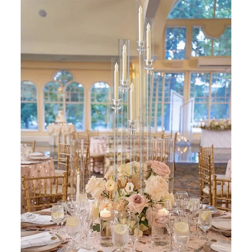 10 Pack Acrylic 5 Arm Floor Candelabra Wedding Centerpiece