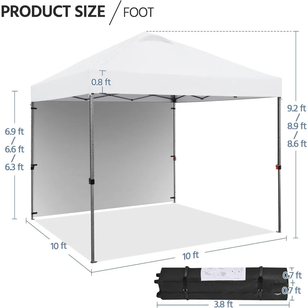 10x10 Pop Up Canopy Tent With 1 Sidewall Wheeled Bag