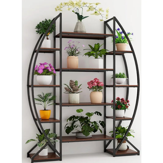 Large Plant Stand Indoor: 70 Inch Half Moon 5 Tier Shelf
