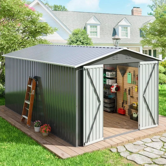 12 X 10 Foot Heavy-Duty Galvanized Steel Storage Shed