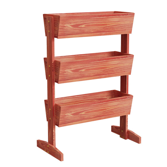 4 Tier Vertical Raised Planter Box Elevated Garden Bed Outdoor Wooden Herb Planter Ladder Vegetable Troughs