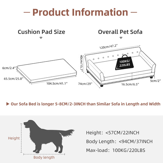 Large Elevated PU Leather Dog Bed With Removable Cushion