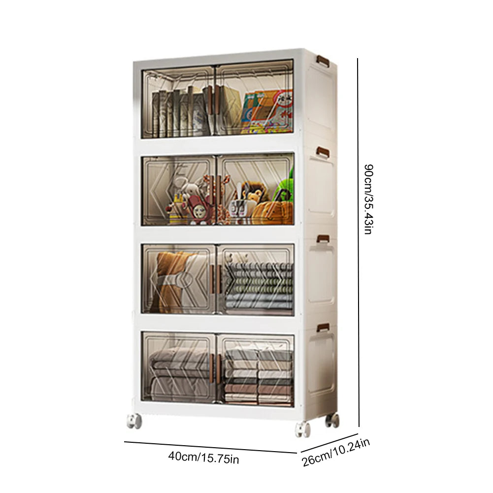 4 Tier Stackable Storage Bins With Doors And Wheels Office
