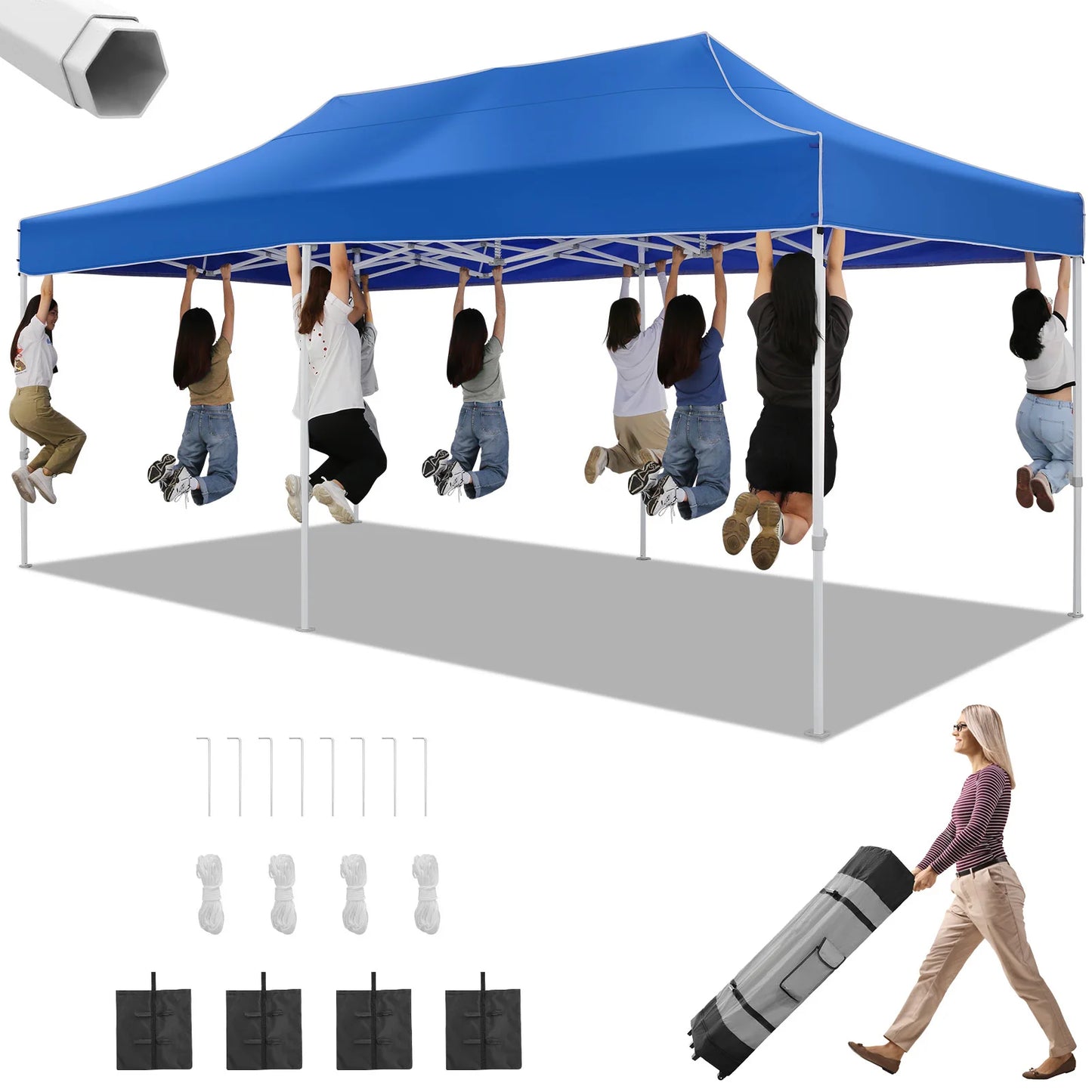 10x20 Pop Up Canopy Tent Waterproof With Roller Bag