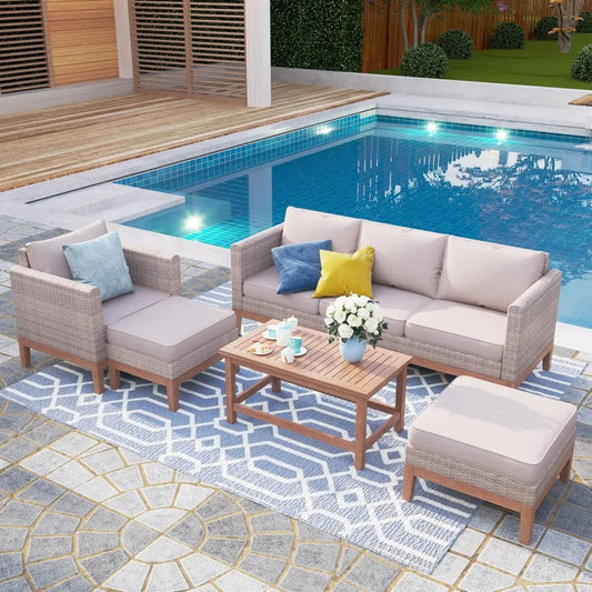 Outdoor Wicker Patio Conversation Set With Coffee Table