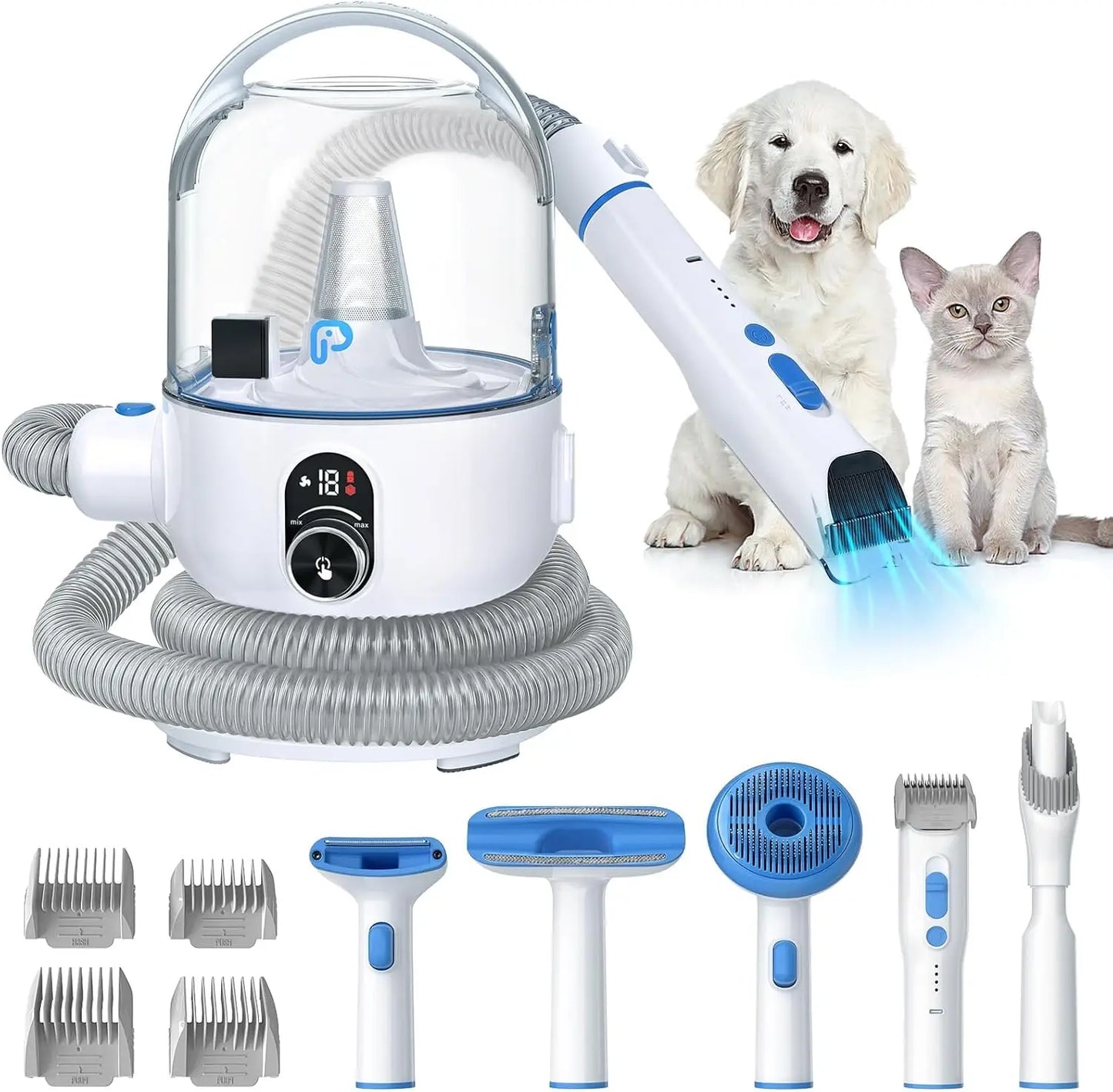 Pet Grooming Vacuum Kit 5 In 1 Dust Cup For Shedding Dogs