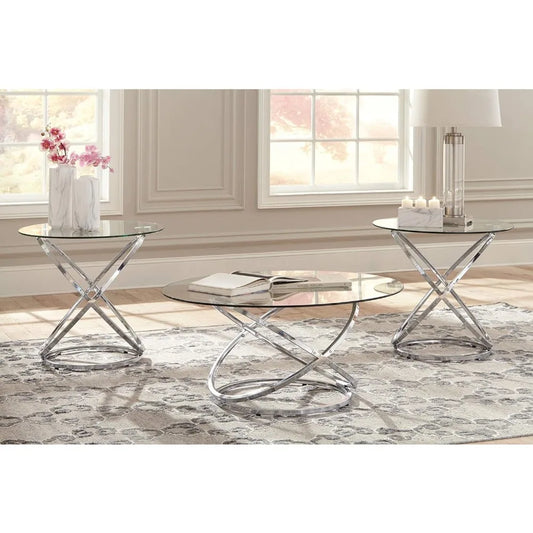 Round 3 Piece Small Table Set, Modern Art Deco Coffee Table