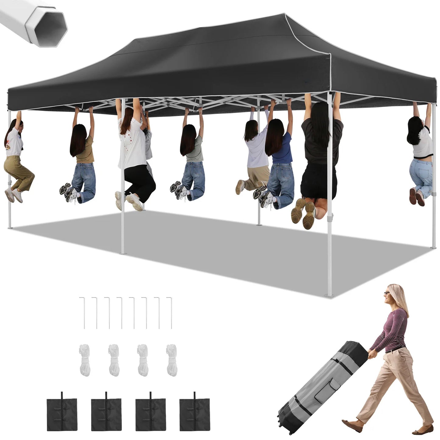10x20 Pop Up Canopy Tent Waterproof With Roller Bag