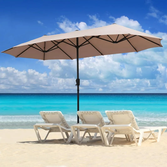 13Ft Large Patio Umbrella With Base Outdoor Double-Sided